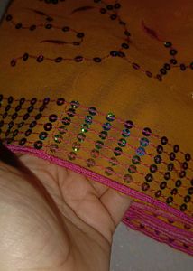Vibrant Yellow sequins dupatta