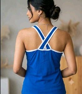 Blue Sequin Skull Tank Top