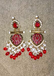 Red & Gold Kundan Earrings