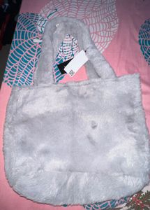 Grey Faux Fur Handbag