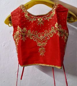 red golden silk lehenga