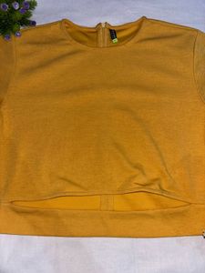 mustard yellow crop top for women (Size-L)