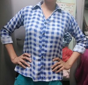 Blue Square Checked Shirt