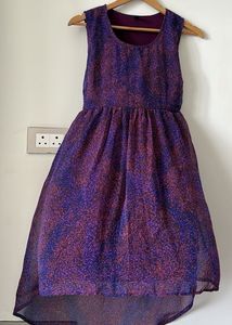 Stylish Purple & Pink Print Dress