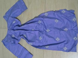 Beautiful Lavender Kurta Set with White Embroidery