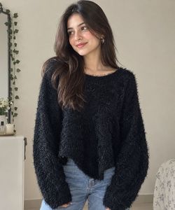 Cozy Black Fuzzy Sweater