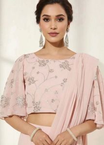 Designer Pink Palazzo Saree Set