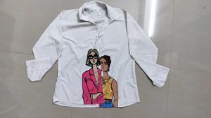 Graphic Print Button-Up Shirt