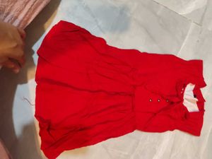 Vibrant Red Button-Up Dress