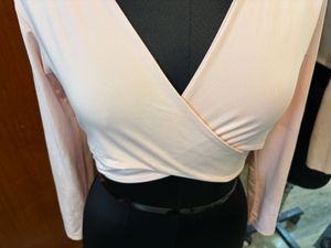 Pink Long Sleeve Crop Top