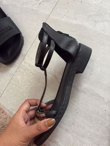 Stylish Black &amp; Gold Gladiator Sandals