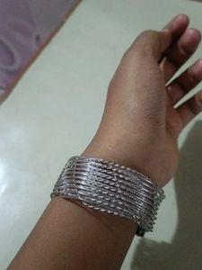Elegant Silver Tone Woven Cuff Bracelet