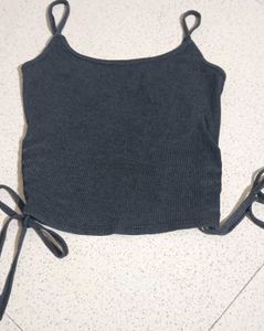 Ribbed Grey Cami with Side Ties🩶