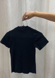 Black Mock Neck Zip Top