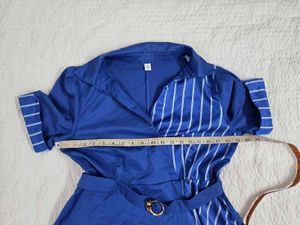korean Stylish Blue Striped Tunic Top bust 36