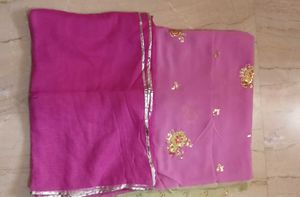 Pink rajputi dress material with blouse piece