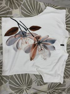 White T-Shirt with Floral Print