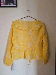 🌻Bright Yellow Embroidered Peplum Top🌻