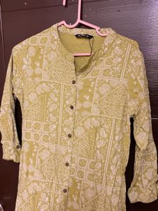 Lime Green Printed Kurta