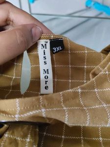 Khaki Colour Top With White Checks Print,