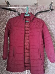 Burgundy Quilted Puffer Jacket
