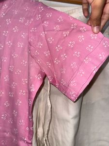 Pure cotton Floral pink Kurta pant set