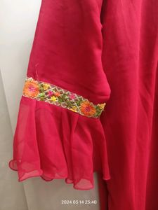 Red Suit with plazo and multi colour dupatta