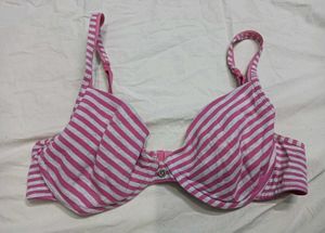 💛 Pink & Gray Striped Bra