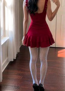 y2k Chic Red Ruched Mini Dress