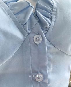 Light Blue Ruffled Short Sleeve Top