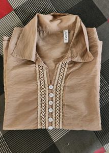 Classic Button-Down Shirt with Lace Detail