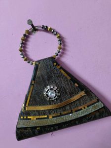 Unique Triangle Clutch with Embellishments