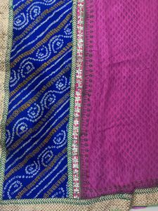 Bandhani Dupatta - Blue & Pink