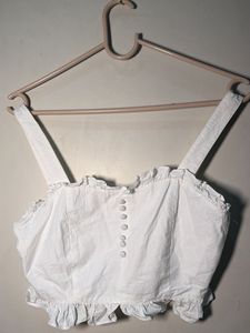 White Ruffle Crop Top
