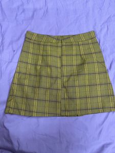Plaid Button-Front Mini Skirt