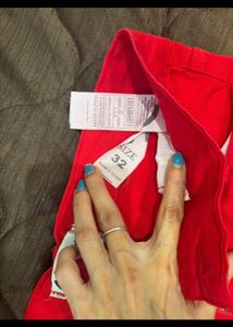 Red Flared Pants with Side Slits