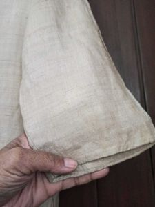 Solid Beige Raw Silk Kurta with Lining