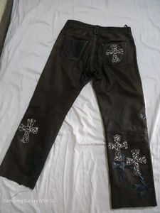 polo chrome hearts customize Gothic Print  Leather