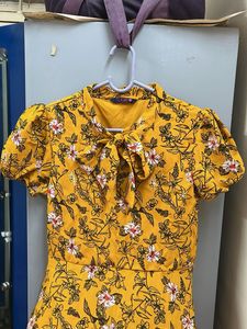 Yellow Floral Puff Sleeve Dress