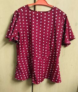 Maroon Polka Dot Top