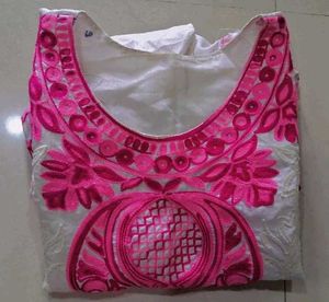Elegant Embroidered Kurta with pink bottom