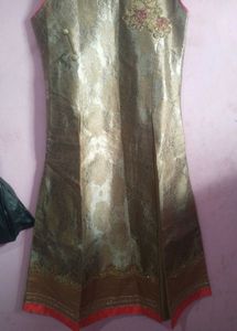Olive &amp; Rani Pink Brocade Kurti-Lehenga Set