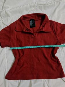 Rust Ribbed Polo Shirt
