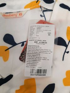 dressberry White Dress Material with Yellow Floral