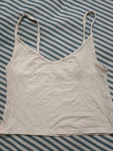 Ribbed White Camisole slip