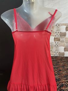 Red nighty with floral detail