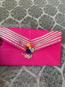 Pink &amp; Silver Embellished Clutch