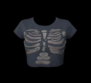 Skeleton Graphic Tee goth look(Handmade)