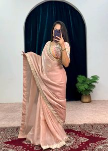 Real Mirror Work Jimmy Saree with Dori