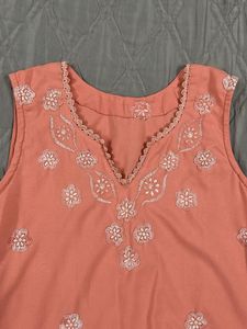 Peach Embroidered Kurta Set